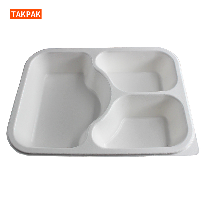 White Sugar Cane Pulp Tray With Lid