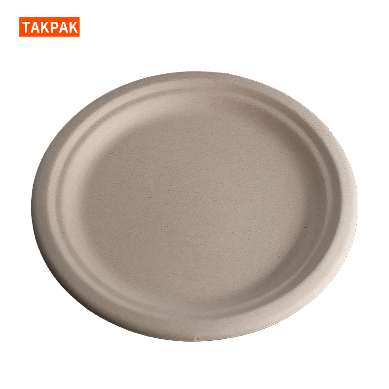 Round Sugar Cane Pulp Dinner Plate