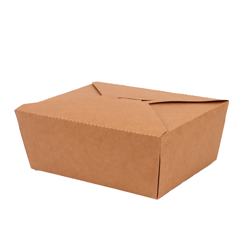 Square brown kraft paper bento box