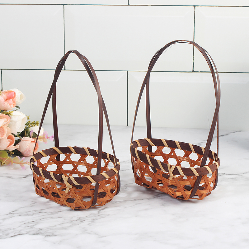Tall single handle bamboo basket 10×8.5×4cm