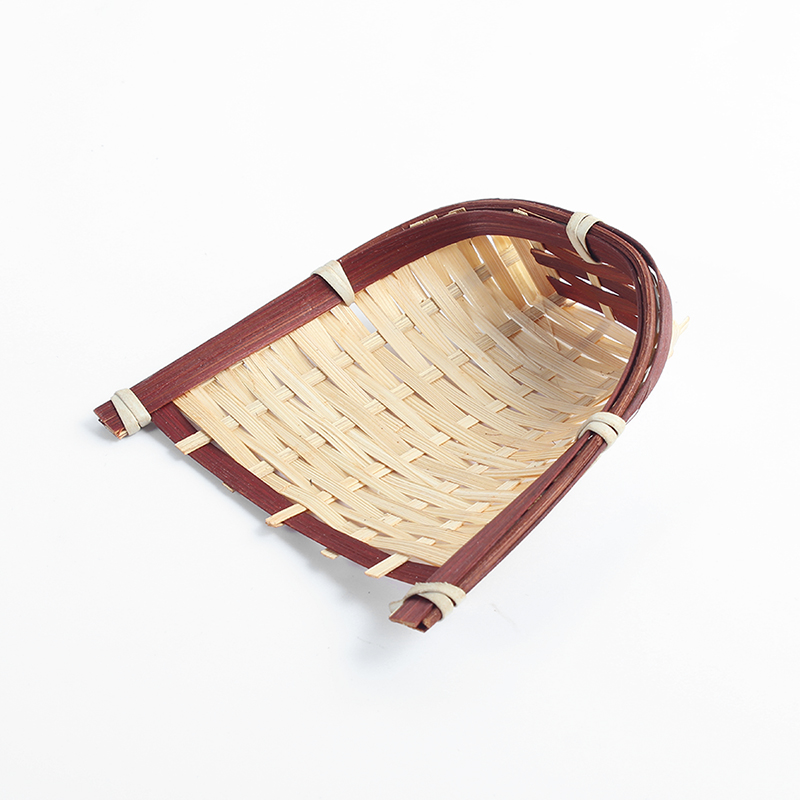 Horseshoe shaped bamboo basket 12×10×4cm