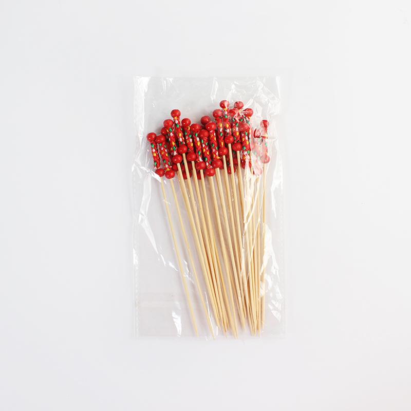 Bamboo fruit sticks-red double bead string