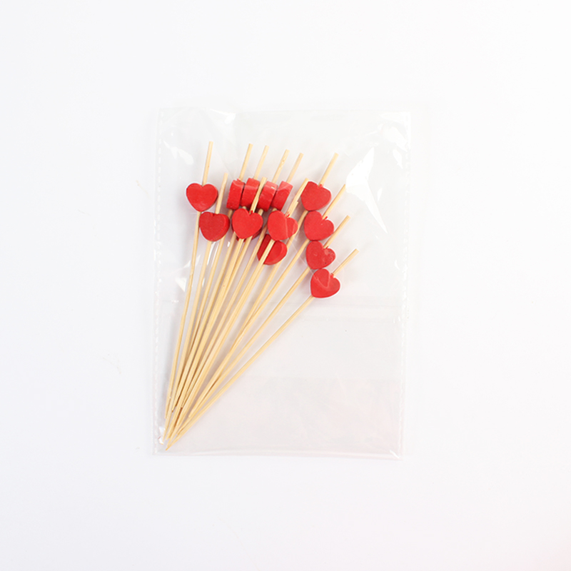 Bamboo fruit sticks-red heart