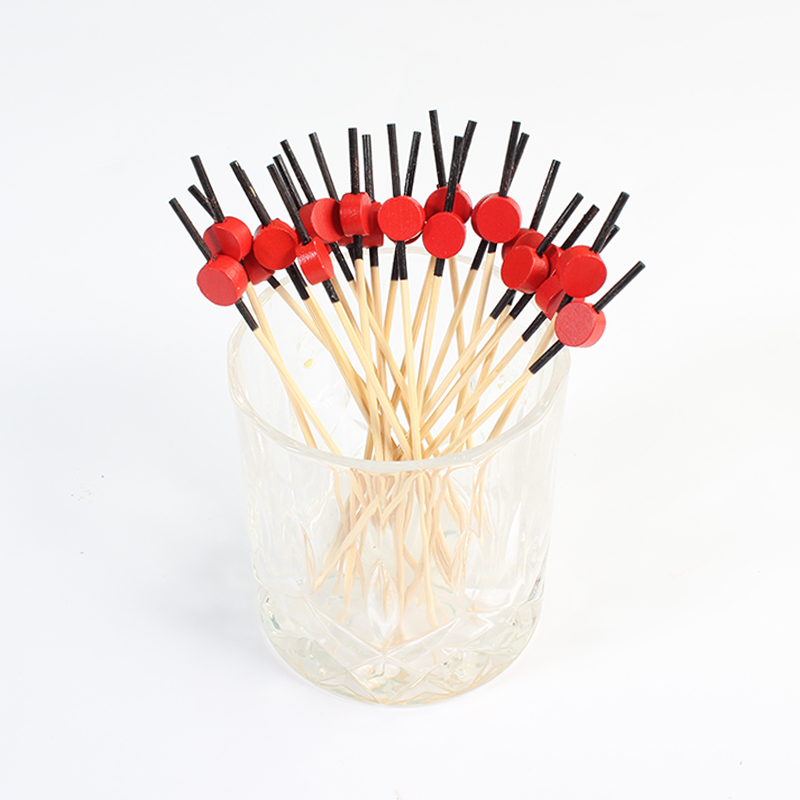Bamboo fruit sticks-small red beads with black heads