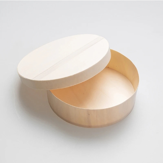 Round Wooden Bento box 6.5"x2.4" with Wood Lid