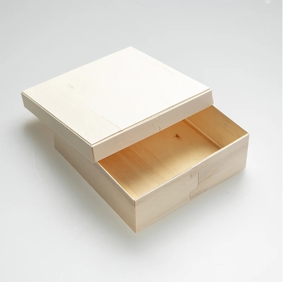 Folding Wooden Food Box 6"x6"x2" with Wood Lid