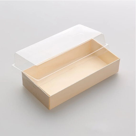 Folding Wooden Food Box 6.5"x3.3"x1.4" with PET Lid