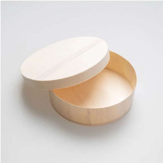 Round Wooden Bento box 6"x2.4" with Wood Lid