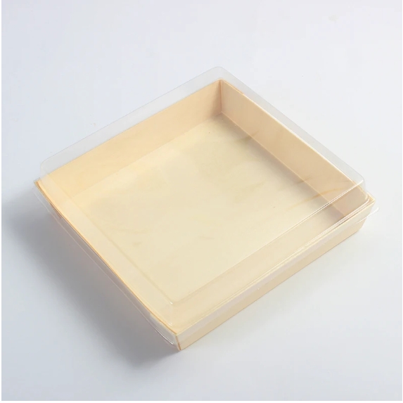 Wooden tray 7"x7"x1.6" with PET lid