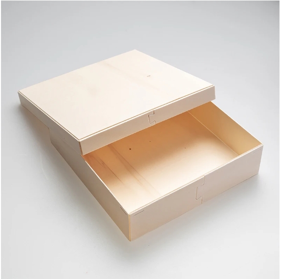 Folding Wooden Food Box 7.8"x7.8"x2" with wood lid