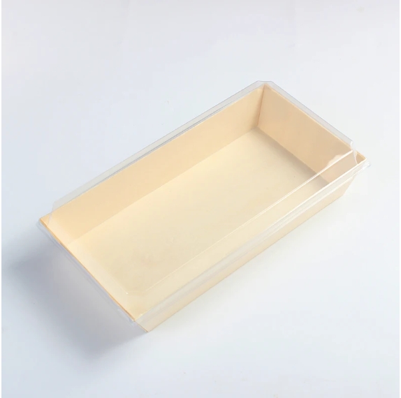 Wooden tray 9.8"x5"x1.6" with PET lid