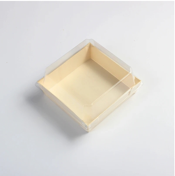 Wooden tray 4.6"x4.6"x1.2" with PET lid