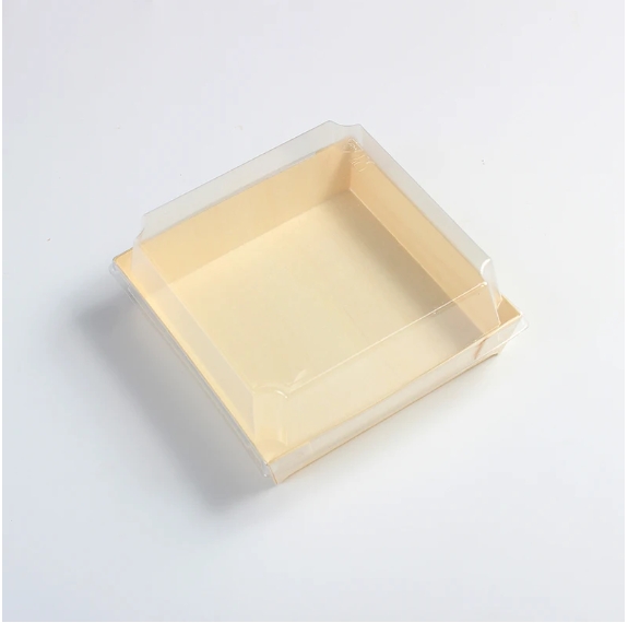 Wooden tray 5.5"x5.5"x1.2" with PET lid