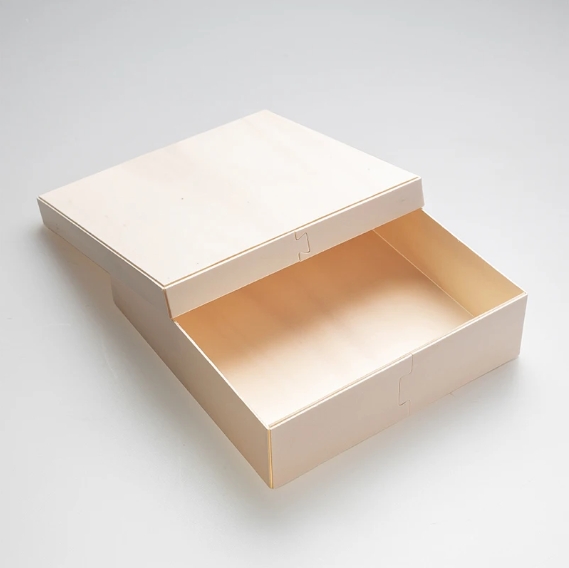 Folding Wooden Food Box 7.1"x7.1"x2" with wood lid