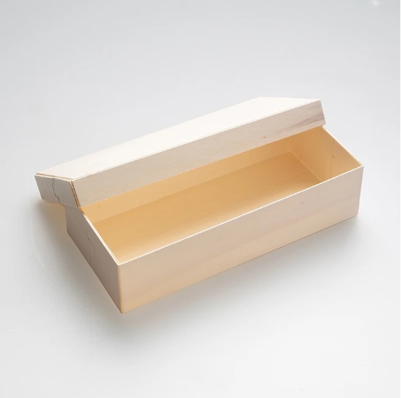 Folding Wooden Food Box 8"x3.7"x2" with wood lid