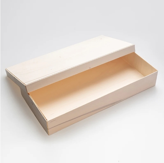 Folding Wooden Food Box 9.4"x6.3"x2" with wood lid