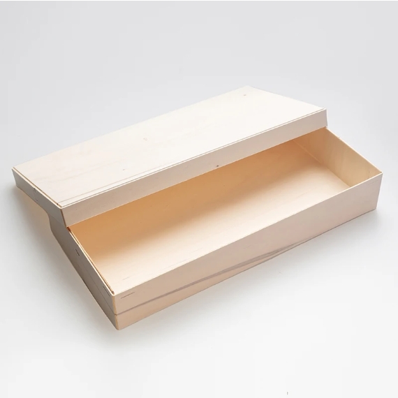 Folding Wooden Food Box 12"x6.1"x2" with wood lid