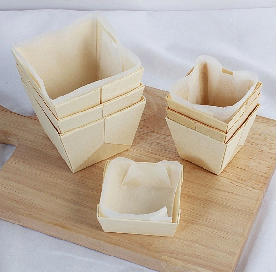 Rectangle Wooden Baking Pan with Silicone Oil Paper