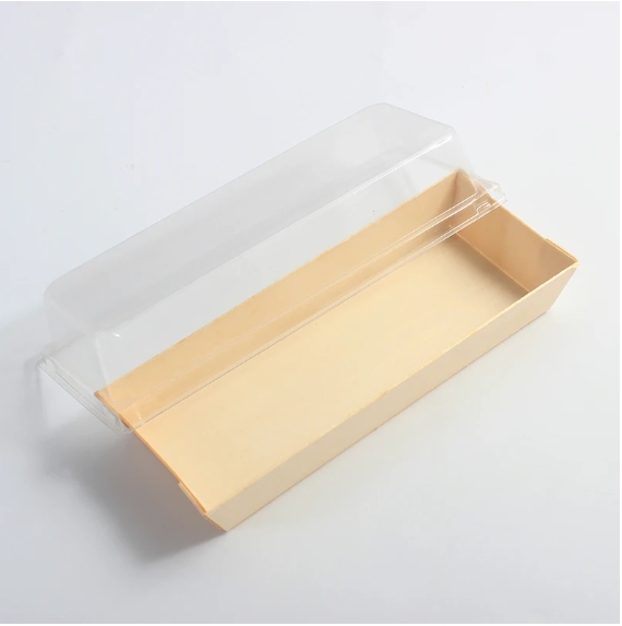 Wooden tray 8.7"x3.4"x1" with PET lid