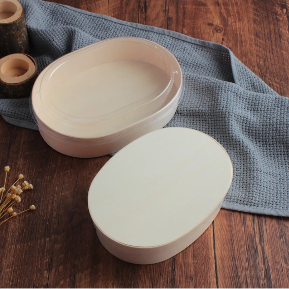 Oval Wooden Bento box 6.7"x4.7"x1.8" with Wood Lid