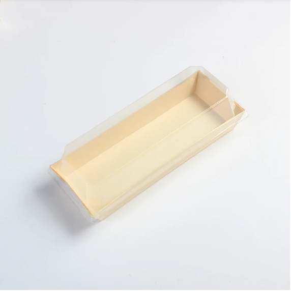 Wooden tray 7.7"x3"x1" with PET lid