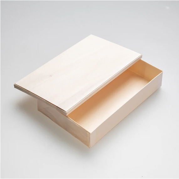 Folding Wooden Lunch Box 8"x4.8"x1.5" with Wood Lid