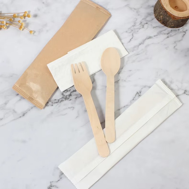 Wooden knife, fork and spoon